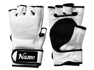 Custom Genuine Leather MMA Gloves : KNGCUST-MMA-White