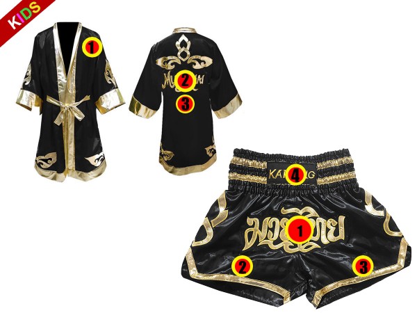 Custom Boxing Robe + Custom Boxing Shorts : Black/Gold