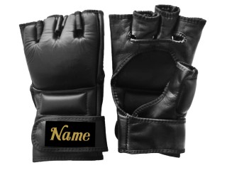 Custom Genuine Leather MMA Gloves : KNGCUST-MMA-Black