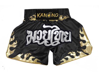 Kanong Kids Muay Thai Kick Boxing Shorts : KNS-145-Black-K