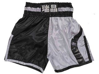 Custom Boxing Shorts : KNBXCUST-2049-Black-Grey