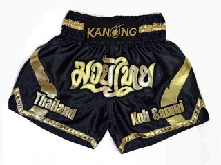 Custom Kanong Muay thai Shorts : KNSCUST-1202 Black and Gold