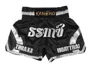 Custom Kanong Muay thai Shorts : KNSCUST-1203 Black and Silver