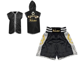 Custom Boxing Hoodies + Custom Boxing Shorts : KNCUSET-006-Black