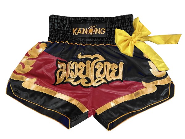 Pantalones Muay Thai Kanong : KNS-133-Rojo marrón