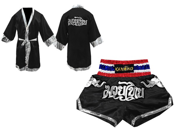 Customize Muay Thai boxing Robe : KNFIR-125 Black
