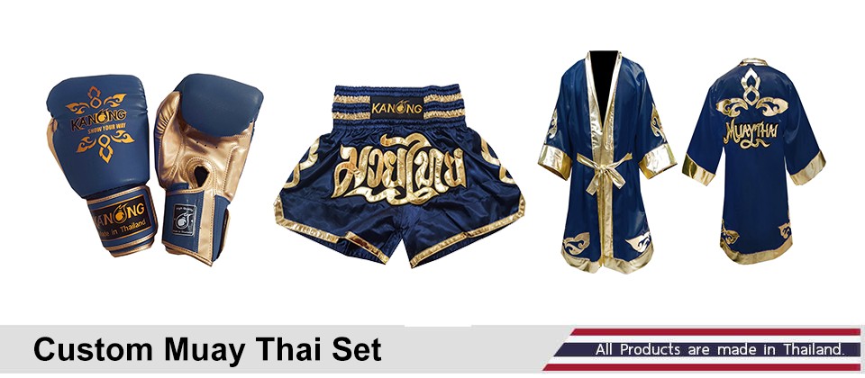 Kanong Custom Muay Thai Fight Robe : Blue/Red Boxer
